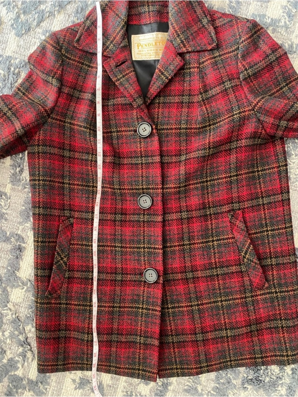 Pendleton Red Plaid Wool Pea Coat - Picture 6 of 6